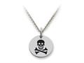 Stellar White™ 925 Sterling Silver Skull and Crossbones Disc Pendant Necklace - Chain Included ss5146