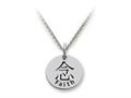 Stellar White™ 925 Sterling Silver Kanji Faith Disc Pendant Necklace - Chain Included