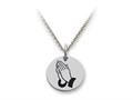 Stellar White™ 925 Sterling Silver Praying Hands Disc Pendant Necklace - Chain Included