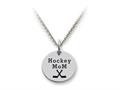Stellar White™ 925 Sterling Silver Hockey Mom Disc Pendant Necklace - Chain Included ss5168