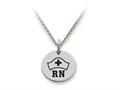 Stellar White™ 925 Sterling Silver RN Hat Disc Pendant Necklace - Chain Included