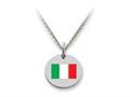 Stellar White™ 925 Sterling Silver Italy Flag Disc Pendant Necklace - Chain Included