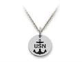 Stellar White™ 925 Sterling Silver USN Disc Pendant Necklace - Chain Included