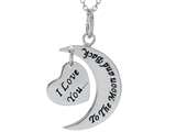 Sterling Silver I Love You to the Moon and Back Heart Pendant Necklace 18 inch adjustable w/ Chain style: CG3499