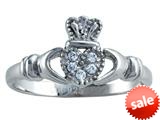 Finejewelers 925 Sterling Silver Claddagh Ring with Cubic Zirconia (CZ) style: CG70088