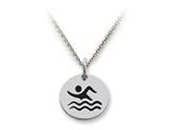 Stellar White™ 925 Sterling Silver Swimming Disc Pendant Necklace - Chain Included style: SS5132