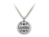Stellar White™ 925 Sterling Silver Grandma Disc Pendant Necklace - Chain Included style: SS5142