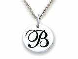 Stellar White 925 Sterling Silver Initial B Personalized Alphabet Disc Pendant Necklace Chain Included style: SS8002B