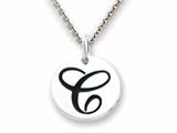 Stellar White 925 Sterling Silver Initial C Personalized Alphabet Disc Pendant Necklace Chain Included style: SS8002C