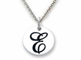 Stellar White 925 Sterling Silver Initial E Personalized Alphabet Disc Pendant Necklace Chain Included style: SS8002E