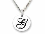Stellar White 925 Sterling Silver Initial G Personalized Alphabet Disc Pendant Necklace Chain Included style: SS8002G