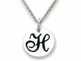 Stellar White 925 Sterling Silver Initial H Personalized Alphabet Disc Pendant Necklace Chain Included style: SS8002H