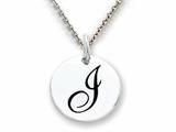 Stellar White 925 Sterling Silver Initial I Personalized Alphabet Disc Pendant Necklace Chain Included style: SS8002I