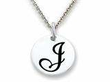Stellar White 925 Sterling Silver Initial J Personalized Alphabet Disc Pendant Necklace Chain Included style: SS8002J