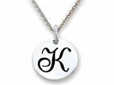 Stellar White 925 Sterling Silver Initial K Personalized Alphabet Disc Pendant Necklace Chain Included style: SS8002K