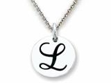 Stellar White 925 Sterling Silver Initial L Personalized Alphabet Disc Pendant Necklace Chain Included style: SS8002L
