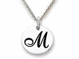 Stellar White 925 Sterling Silver Initial M Personalized Alphabet Disc Pendant Necklace Chain Included style: SS8002M
