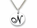 Stellar White 925 Sterling Silver Initial N Personalized Alphabet Disc Pendant Necklace Chain Included style: SS8002N