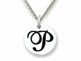 Stellar White 925 Sterling Silver Initial P Personalized Alphabet Disc Pendant Necklace Chain Included style: SS8002P