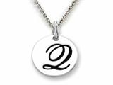 Stellar White 925 Sterling Silver Initial Q Personalized Alphabet Disc Pendant Necklace Chain Included style: SS8002Q