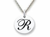 Stellar White 925 Sterling Silver Initial R Personalized Alphabet Disc Pendant Necklace Chain Included style: SS8002R