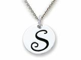 Stellar White 925 Sterling Silver Initial S Personalized Alphabet Disc Pendant Necklace Chain Included style: SS8002S