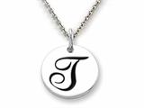 Stellar White 925 Sterling Silver Initial T Personalized Alphabet Disc Pendant Necklace Chain Included style: SS8002T