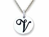 Stellar White 925 Sterling Silver Initial V Personalized Alphabet Disc Pendant Necklace Chain Included style: SS8002V