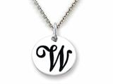Stellar White 925 Sterling Silver Initial W Personalized Alphabet Disc Pendant Necklace Chain Included style: SS8002W
