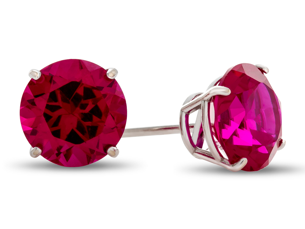FJC Finejewelers 10k 7mm Round Created Ruby PostWithFrictionBack