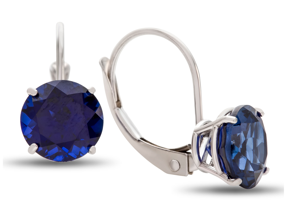 Finejewelers 7x7mm Round Created Blue Sapphire Lever-back Drop Earrings |  E8116CRS14KW