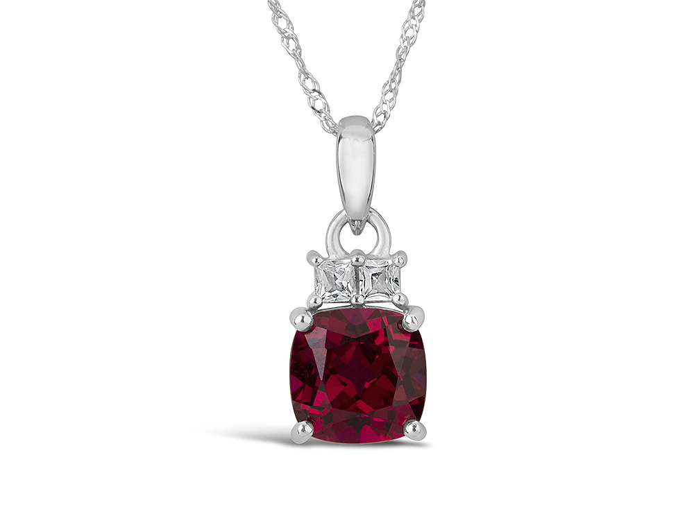 FJC Finejewelers 10k 7mm Cushion-Cut Created Ruby Pendant Necklace