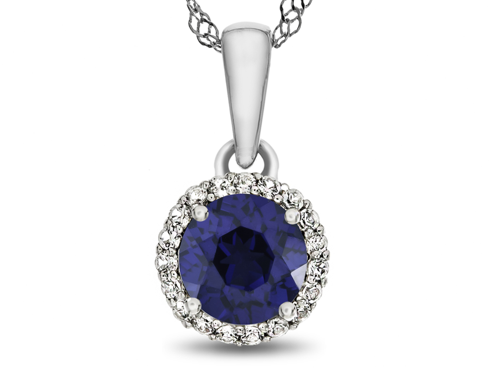 FJC Finejewelers 6mm Round Created Blue Sapphire White Topaz