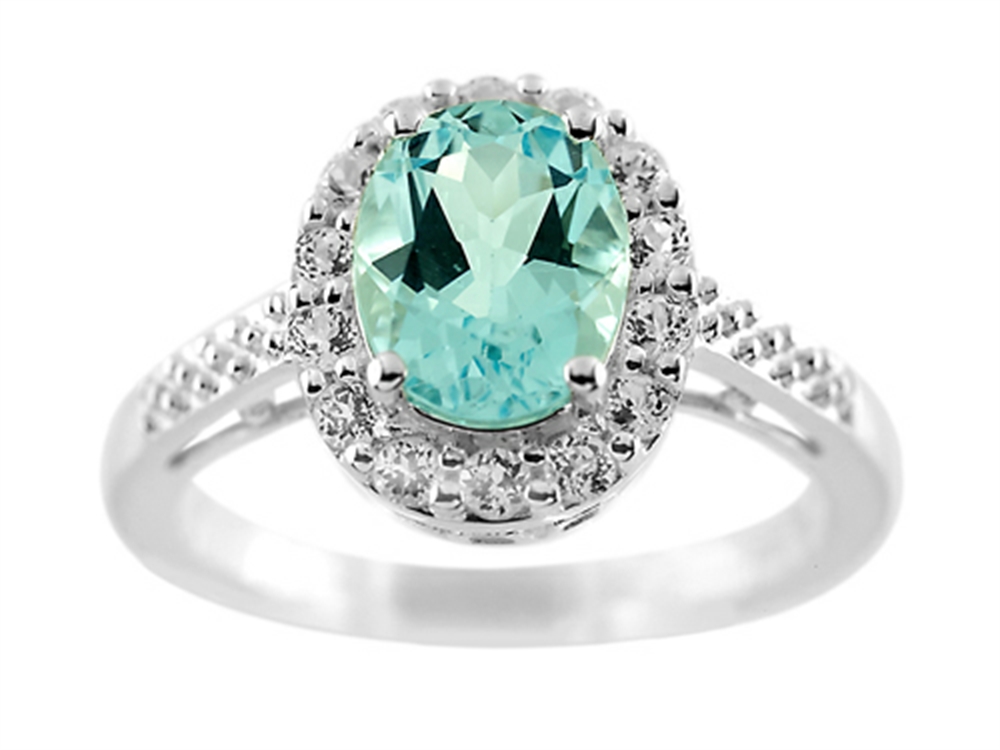 FJC Finejewelers Oval Blue Topaz and White Topaz Halo Ring | R8003SK ...