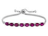 FJC Finejewelers Sterling Silver Slider Chain Adjustable Bracelet with 8 Oval Created Ruby Stones style: B4372CRR