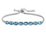 FJC Finejewelers Sterling Silver Slider Chain Adjustable Bracelet with 8 Oval Swiss Blue Topaz Stones style: B4372SW