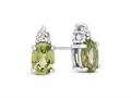 Finejewelers 10k White Gold 7x5mm Oval Peridot with White Topaz Earrings