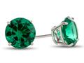 Finejewelers 925 Sterling Silver 7mm Round Simulated Emerald Post-With-Friction-Back Stud Earrings