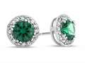 Finejewelers 10k White Gold 6mm Round Simulated Emerald with White Topaz accent stones Halo Earrings