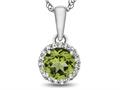 FJC Finejewelers 925 Sterling Silver 6mm Round Peridot with White Topaz stones Halo Pendant Necklace p1079008ss