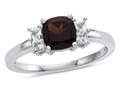 FJC Finejewelers 925 Sterling Silver 6x6mm Cushion-Cut Garnet and White Topaz Ring r10567spmul6