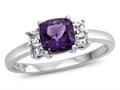 FJC Finejewelers 925 Sterling Silver 6x6mm Cushion-Cut Amethyst and White Topaz Ring r10567spmul