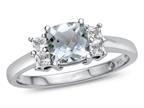 FJC Finejewelers 925 Sterling Silver 6x6mm Cushion-Cut Aquamarine and White Topaz Ring Style number: R10567SPMUL1