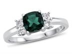 FJC Finejewelers 925 Sterling Silver 6x6mm Cushion-Cut Created Emerald and White Topaz Ring Style number: R10567SPMUL5