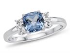 FJC Finejewelers 925 Sterling Silver 6x6mm Cushion-Cut Swiss Blue Topaz and White Topaz Ring Style number: R10567SPMUL8