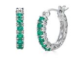 FJC Finejewelers Sterling Silver Created Emerald Small Hoop Earrings style: E7370CRE