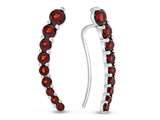 Finejewelers Sterling Silver Garnet Earrings Climbers with Wirehook style: E7896G