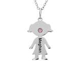 <b>Engravable</b> FJC Finejewelers Girl Personalized Name Pendant Necklace with Simulated Birthstone 18 Inch Chain style: P8735