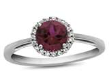 FJC Finejewelers 10k White Gold 6mm Round Created Ruby with White Topaz accent stones Halo Ring style: R1079004