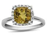 FJC Finejewelers 10k White Gold 6mm Cushion-Cut Citrine with White Topaz accent stones Halo Ring style: R1079101